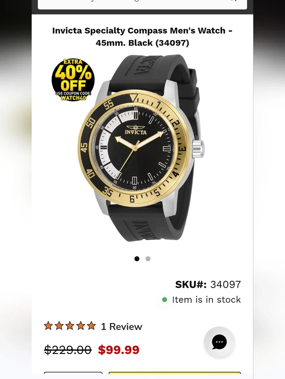 257. Invicta Specialty Compass Men's Watch - 45mm. Black (34097)